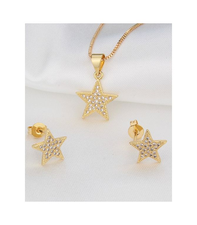 Collar set estrella dorada pave