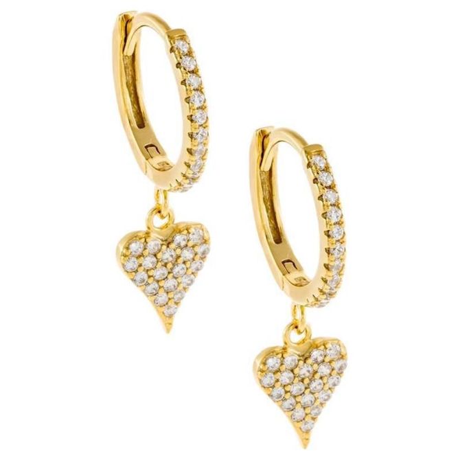 Aretes corazón drop pave