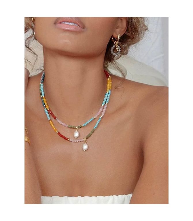 Collar cristales multi perla