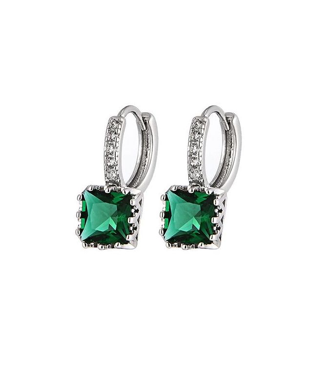 Aretes plata zirconia verde