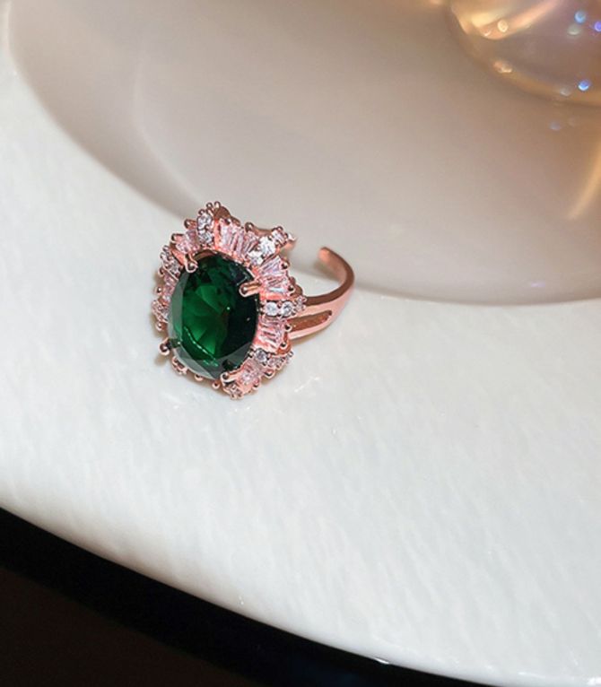 Anillo maxi verde zirconias