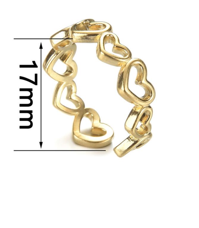 Anillo dorado corazones