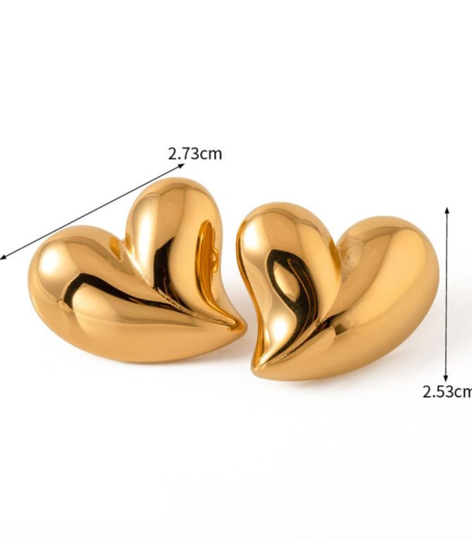 Aretes gold heart stud