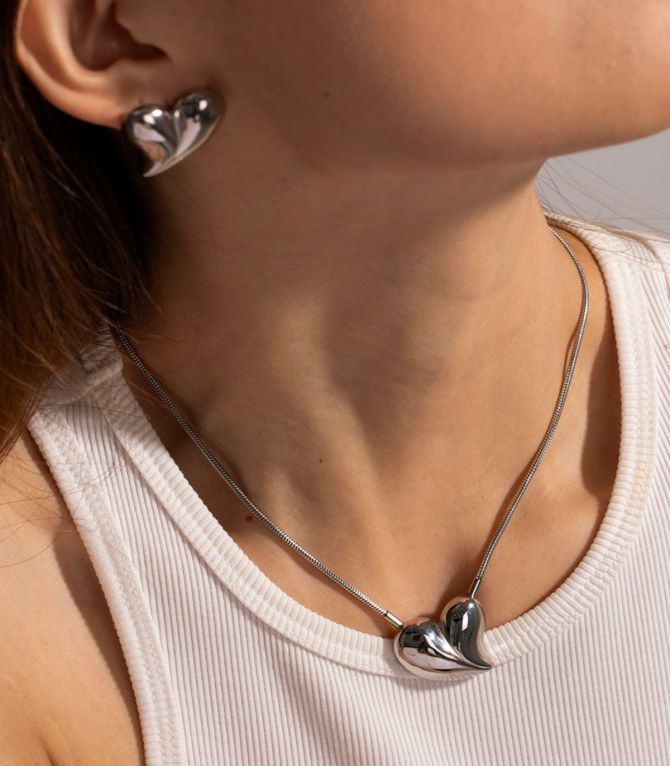 collar silver heart love