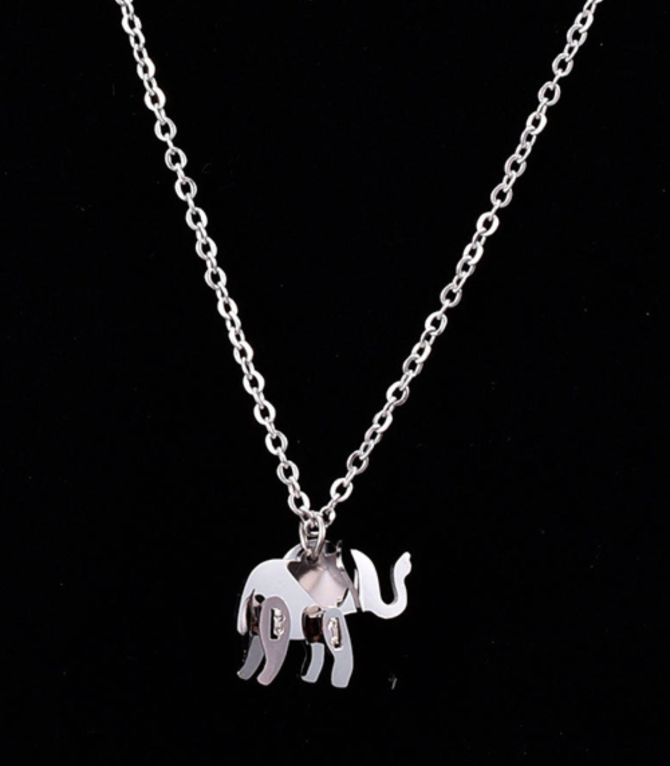 Collar plata elefante