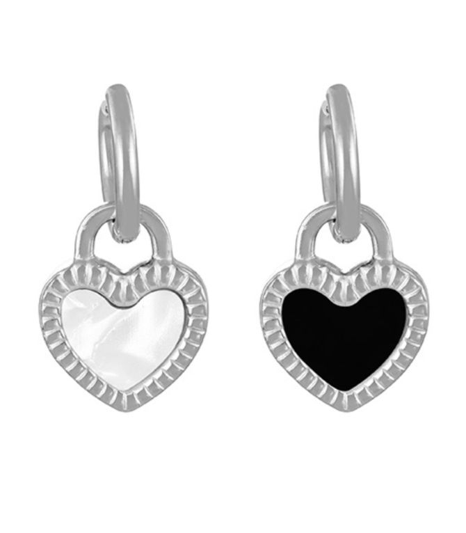 Aretes silver love double-sided