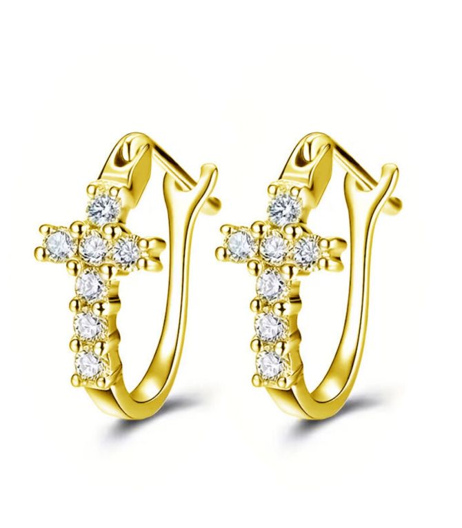 Aretes gold zirconium cross