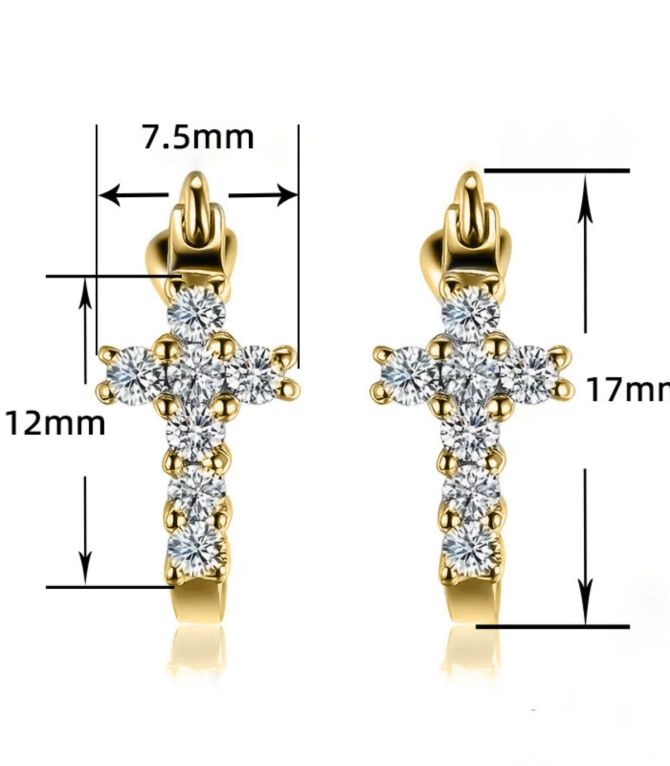 Aretes gold zirconium cross