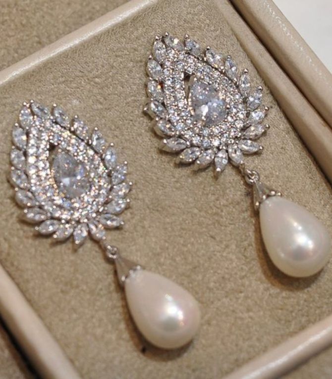 Aretes silver diamond pearl