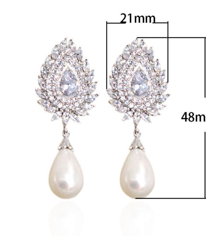 Aretes silver diamond pearl