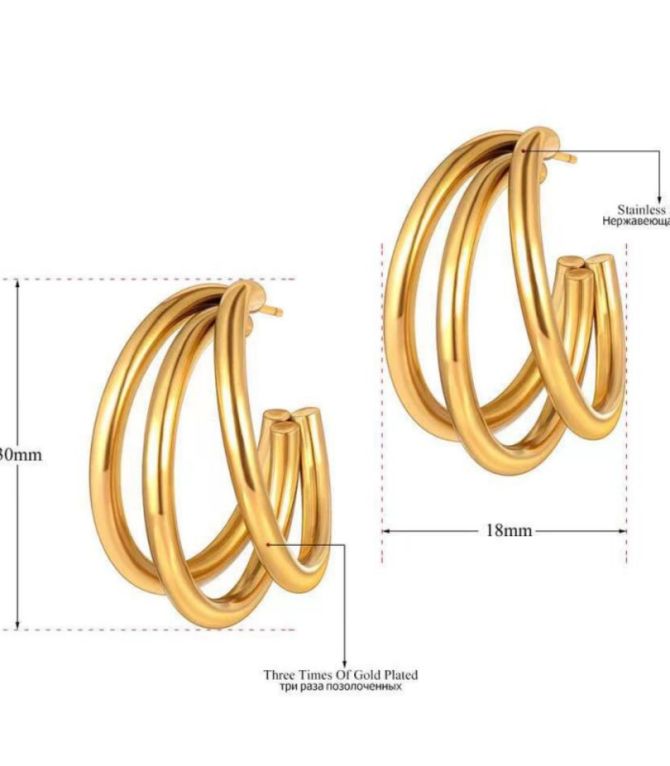 Aretes dorados multilayer