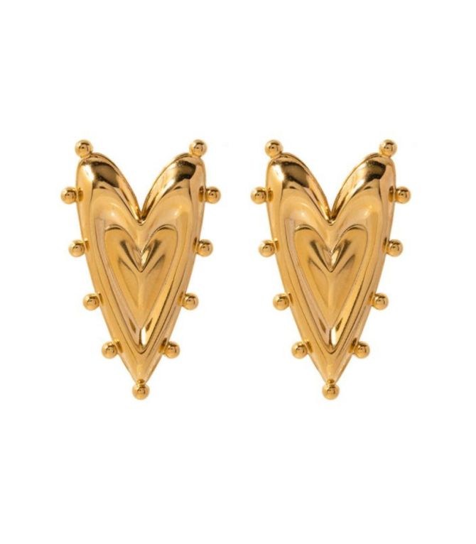 Aretes corazón dorado