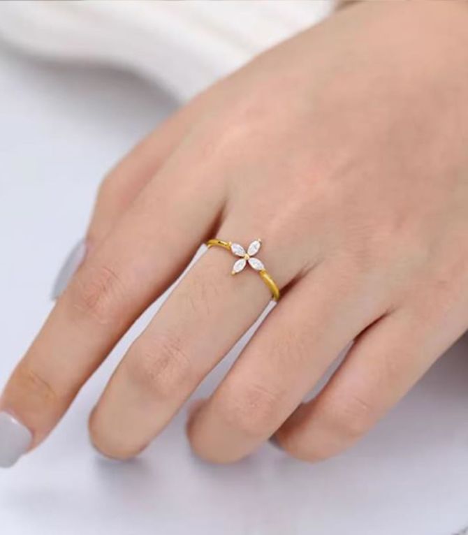 Anillo flor gold P925-7