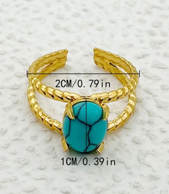 Anillo dorado con turquesa