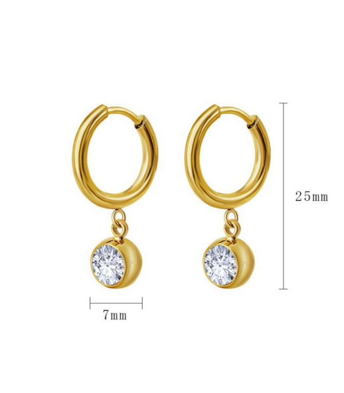 Aretes gold diamond round