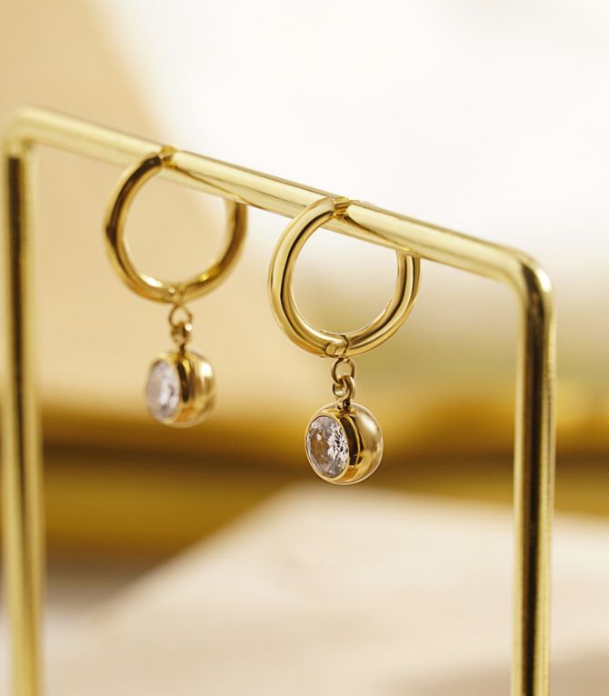 Aretes gold diamond round