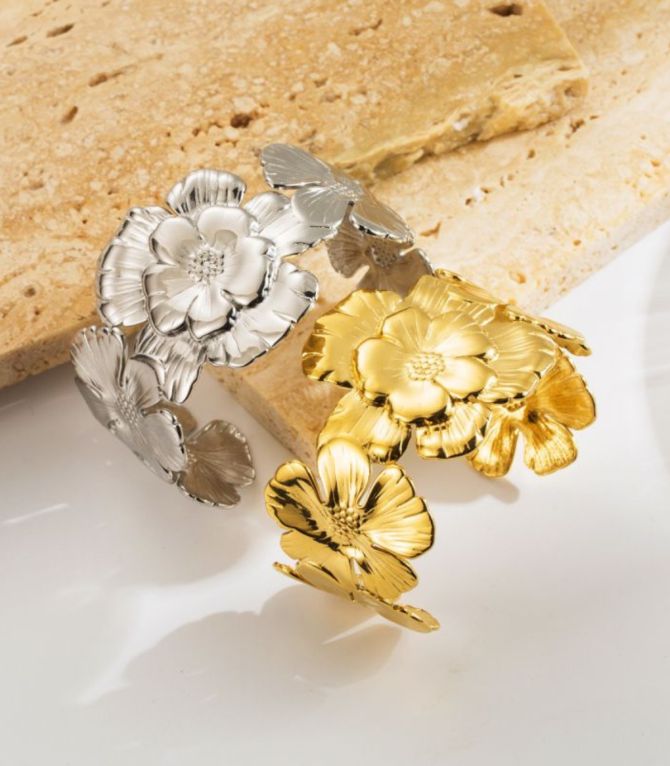 Brazalete silver flower