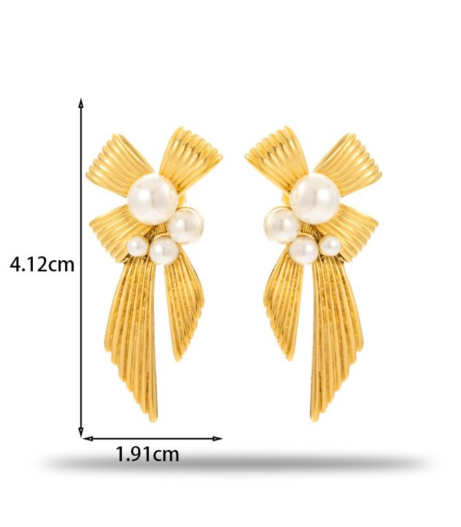 Aretes pearl bow stud