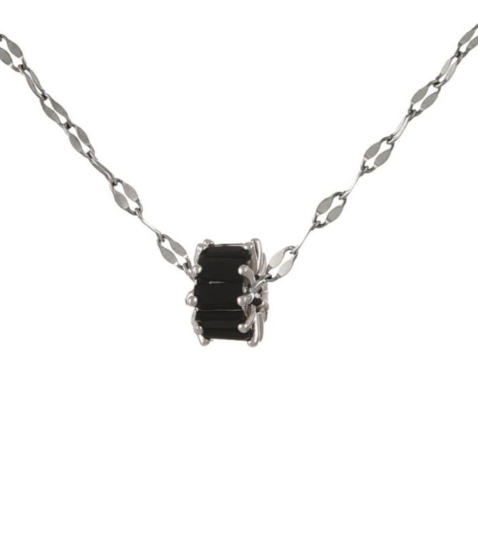 Collar plata cilindro negro