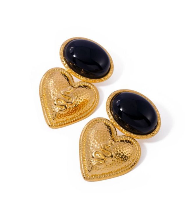 Aretes snake embossed heart