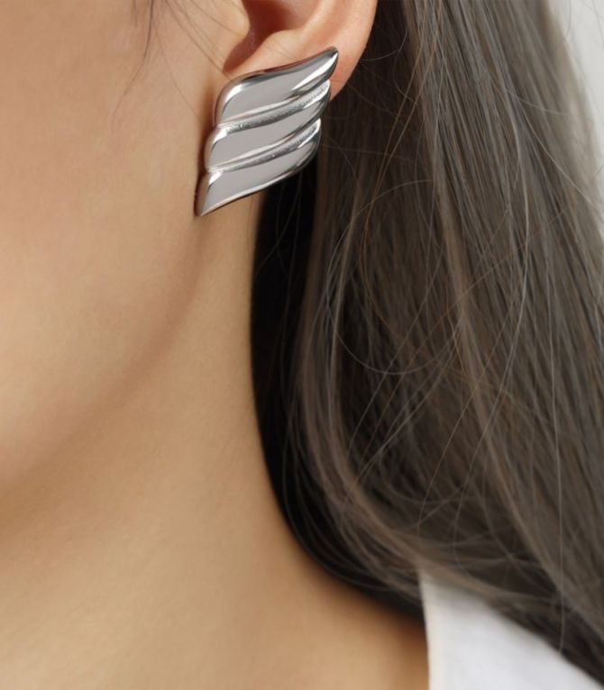 Aretes silver wing stud