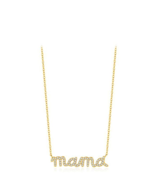 Collar dorado P925 mamá zirconia