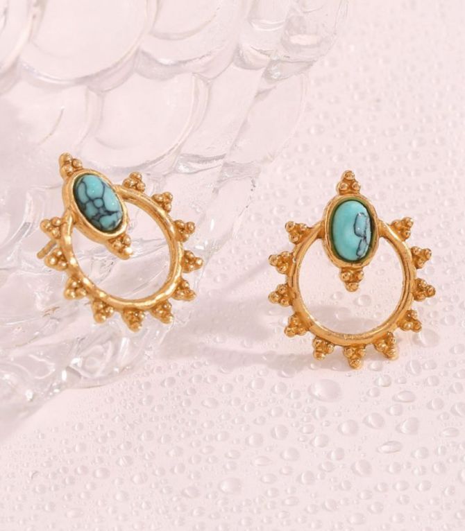 Aretes oval turquesa