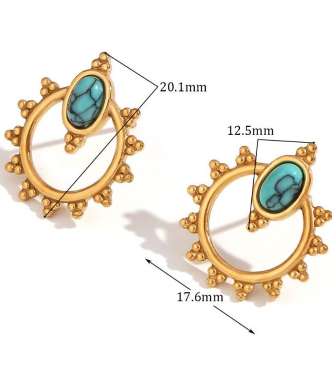 Aretes oval turquesa