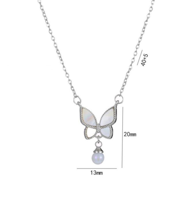 Collar silver shell butterfly