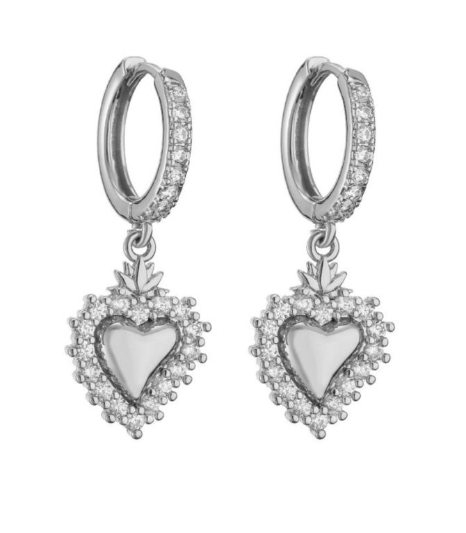 Aretes silver glossy heart