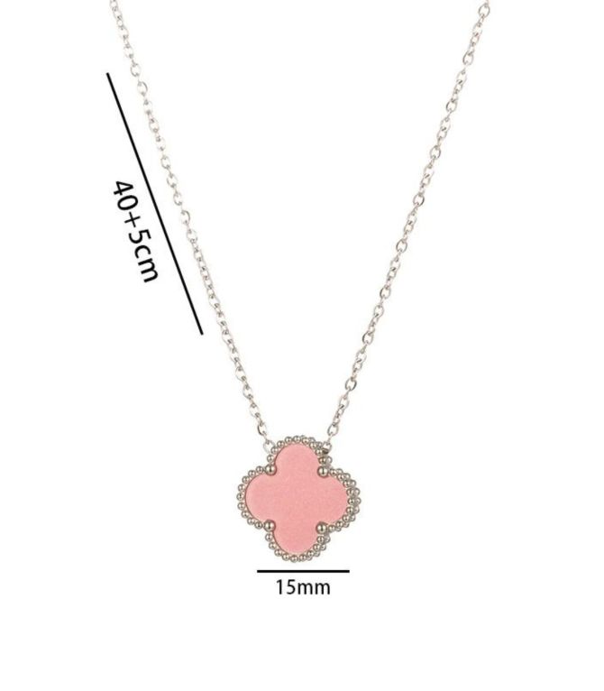 Collar plata clover rosa