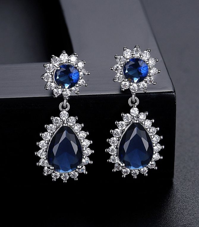 Aretes blue diamond drop