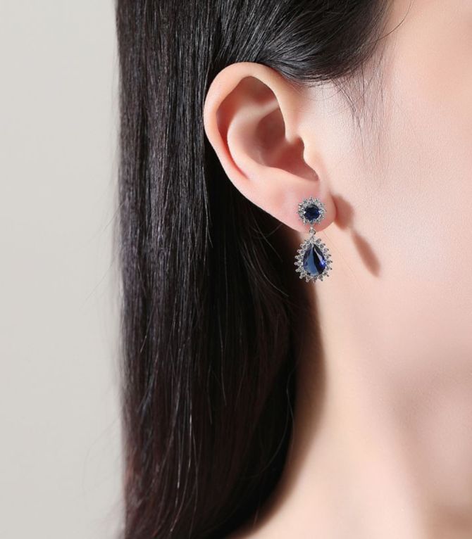 Aretes blue diamond drop