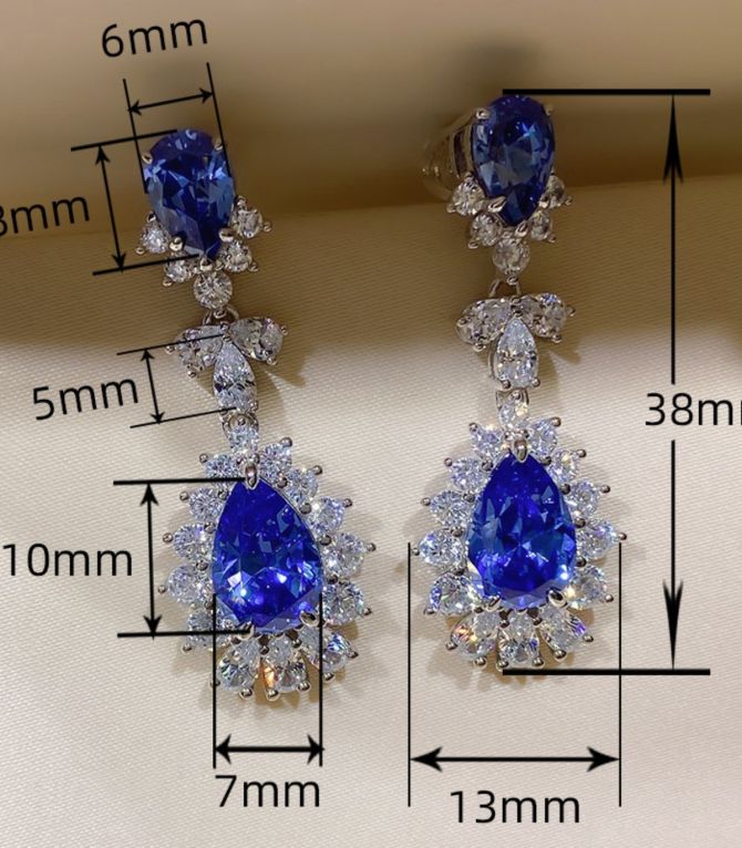 Aretes azules zirconias