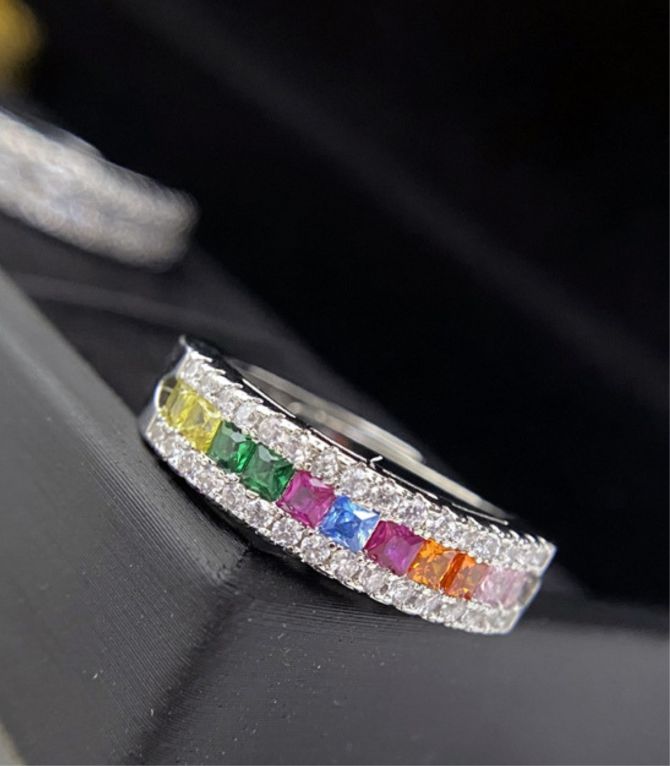 Anillo plata multicolor