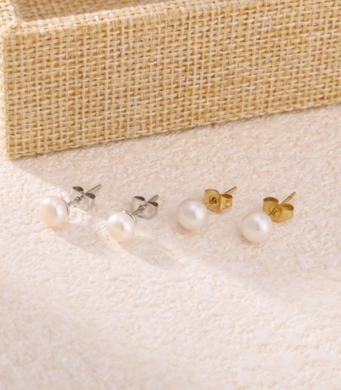 Aretes gold pearl