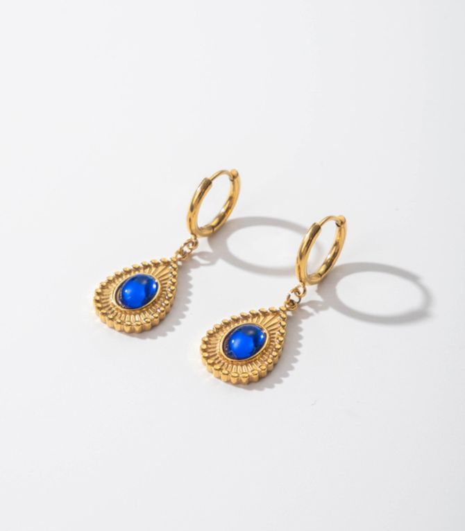 Aretes blue drop shape