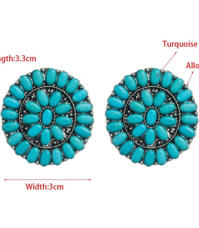 Aretes turquoise pine oval