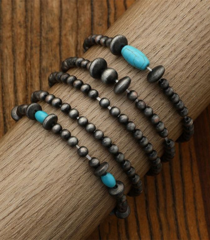 Set brazalete turquoise beaded