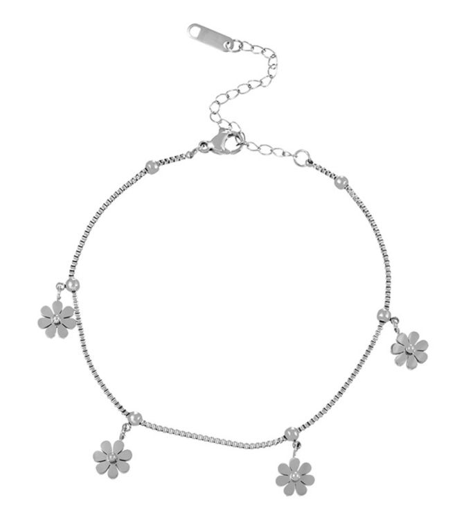 Tobillera silver flower