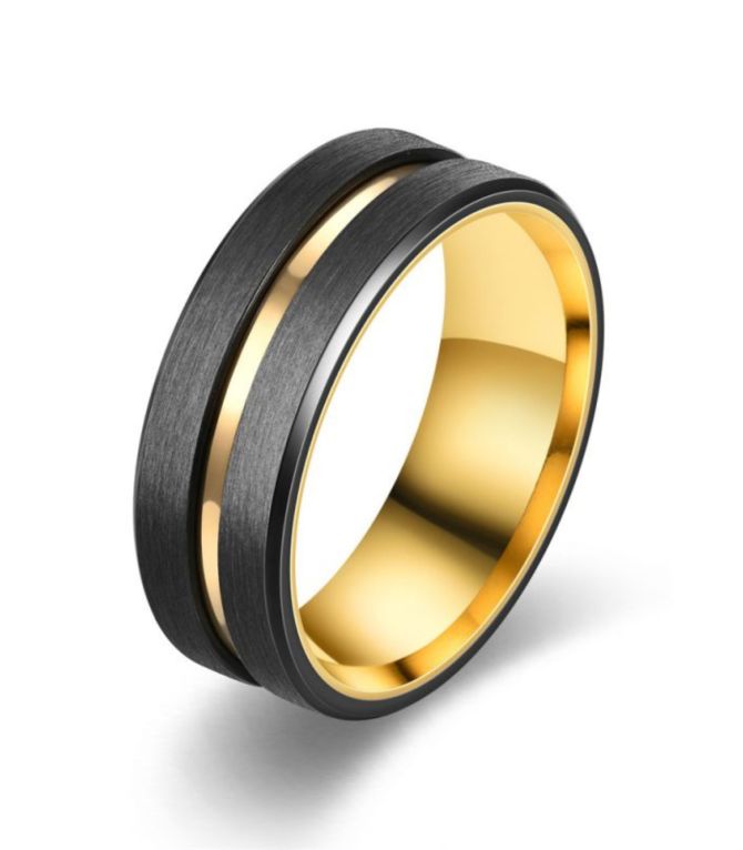 Anillo hombre 8mm black gold 9