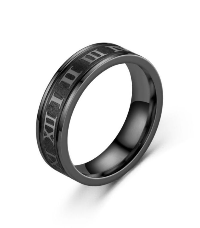 Anillo hombre negro num romano 9