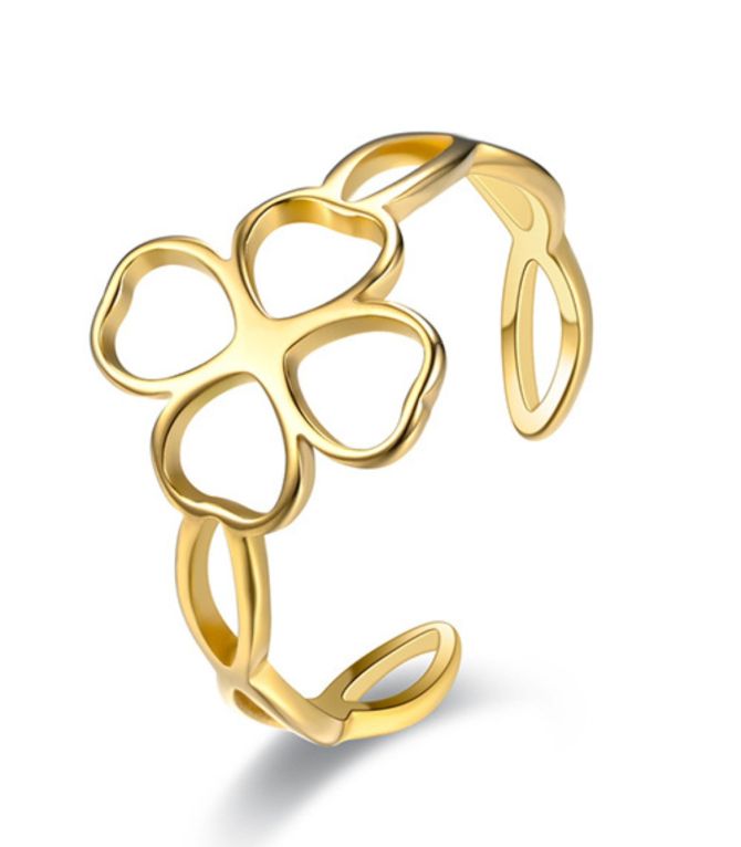 Anillo clover dorado