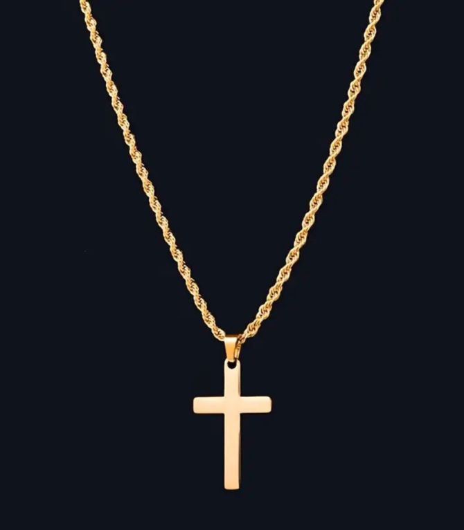 Collar hombre cross twist dorado