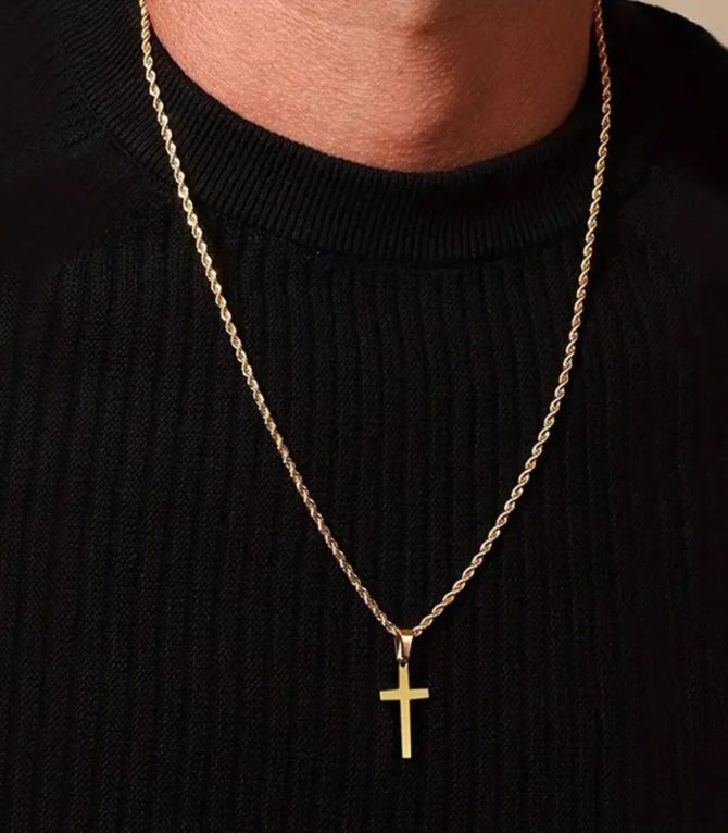 Collar hombre cross twist dorado