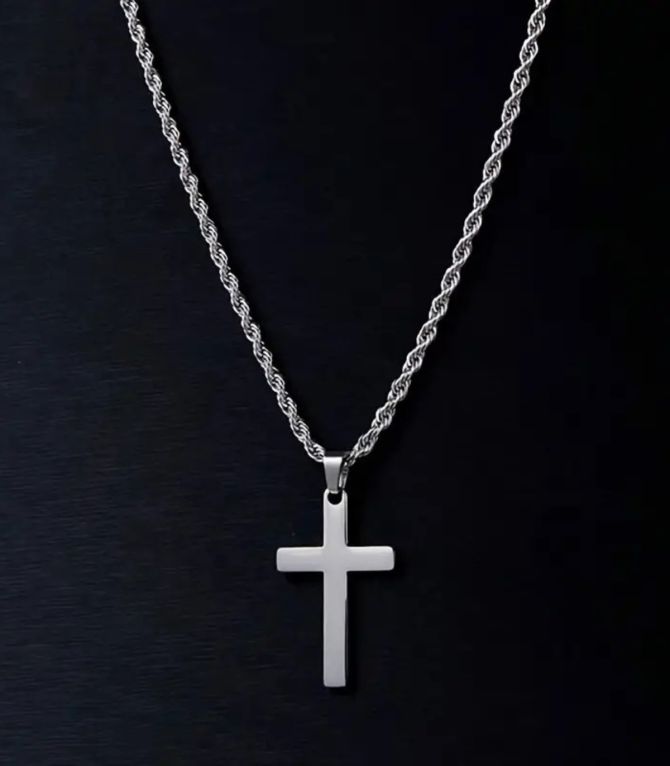 Collar hombre cross twist plata