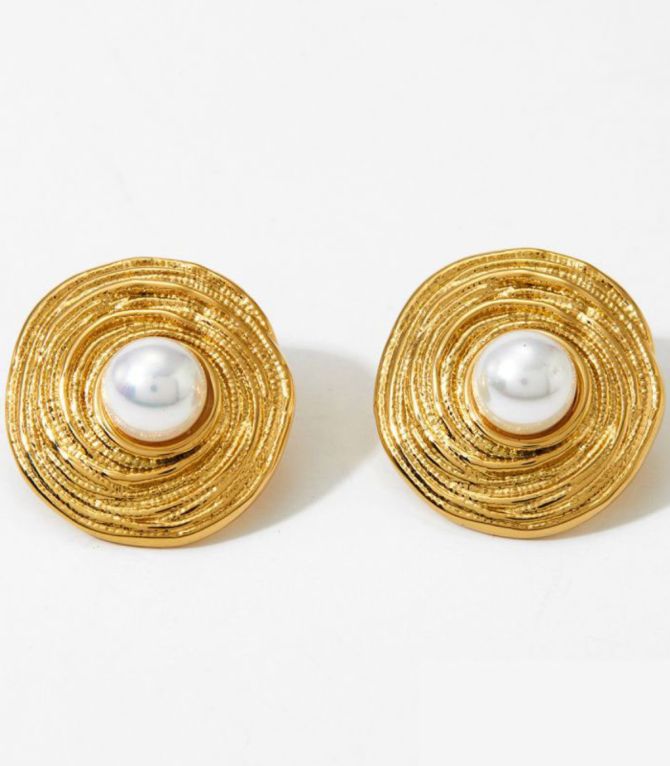 Aretes pearl round stud