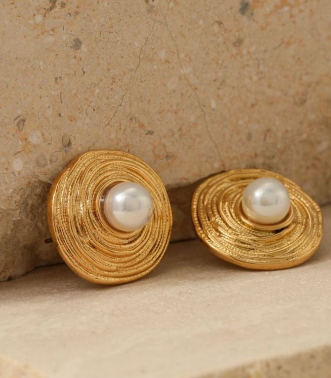 Aretes pearl round stud