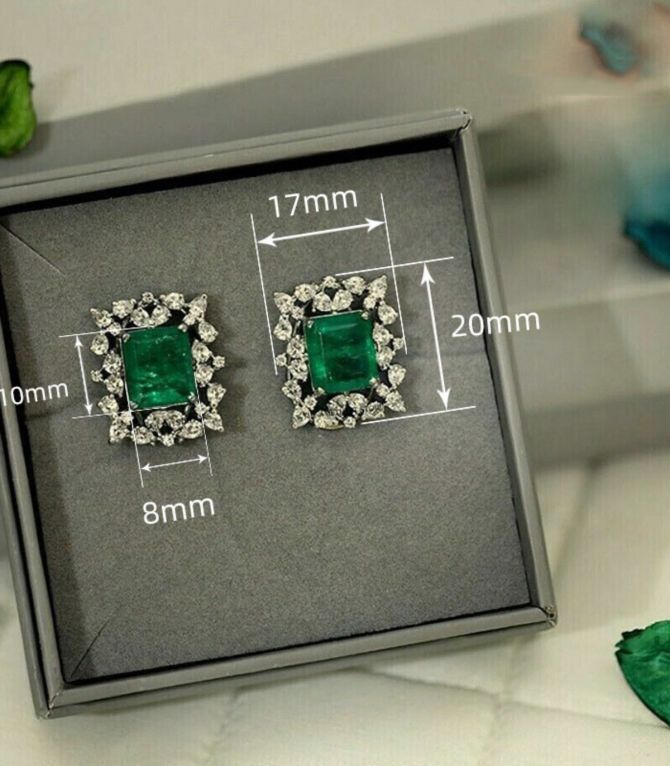 Aretes green square stud