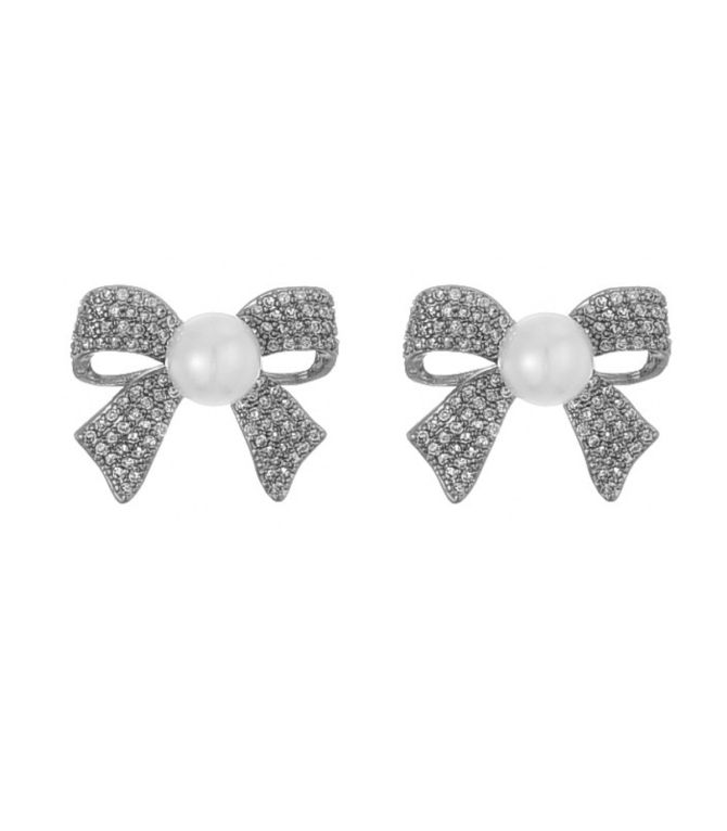 Aretes silver bow pearl